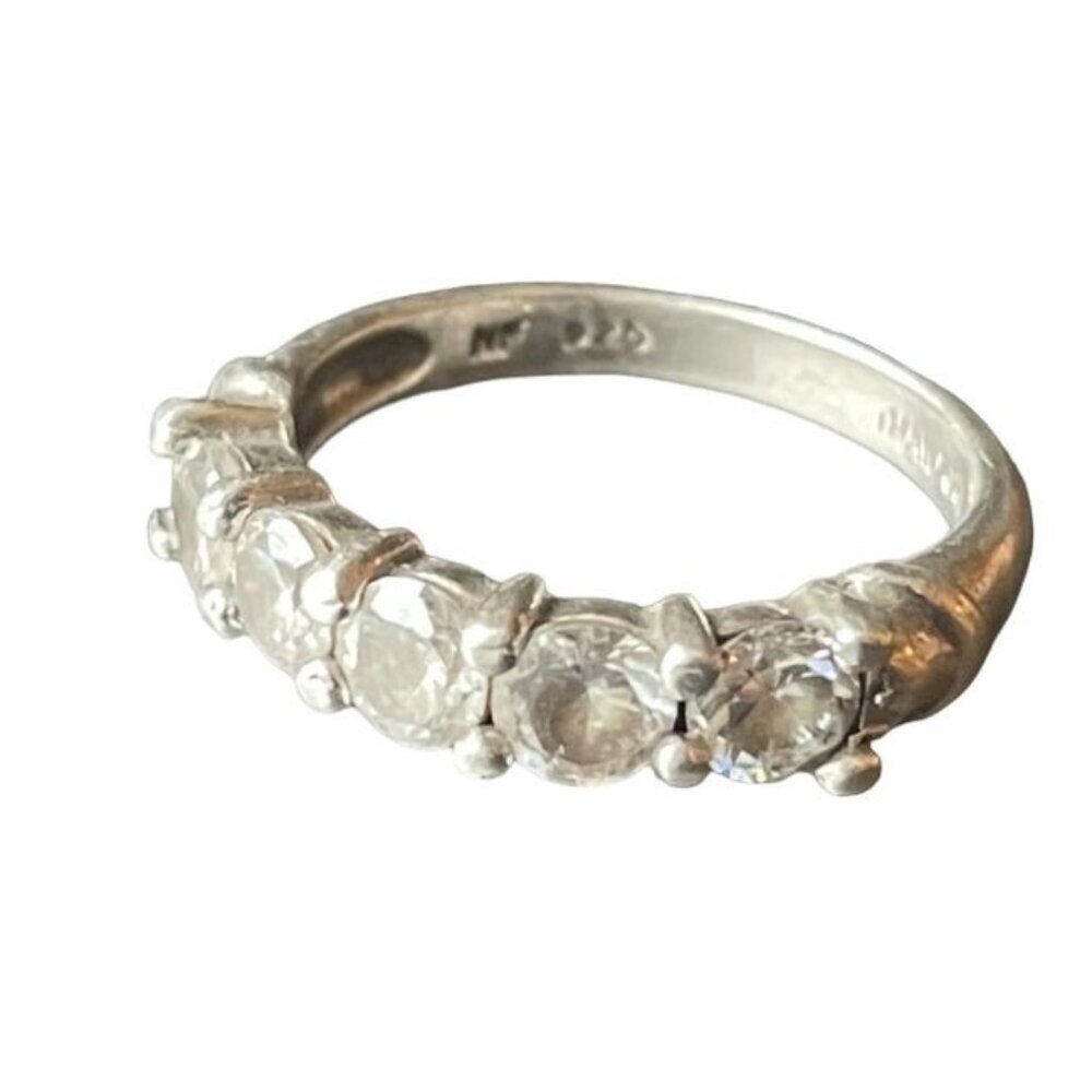 Nf 925 Sterling Silver Five Stone Ring Size 5.25 Thailand Elegant Engagement